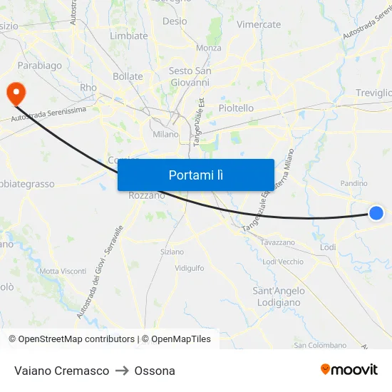 Vaiano Cremasco to Ossona map
