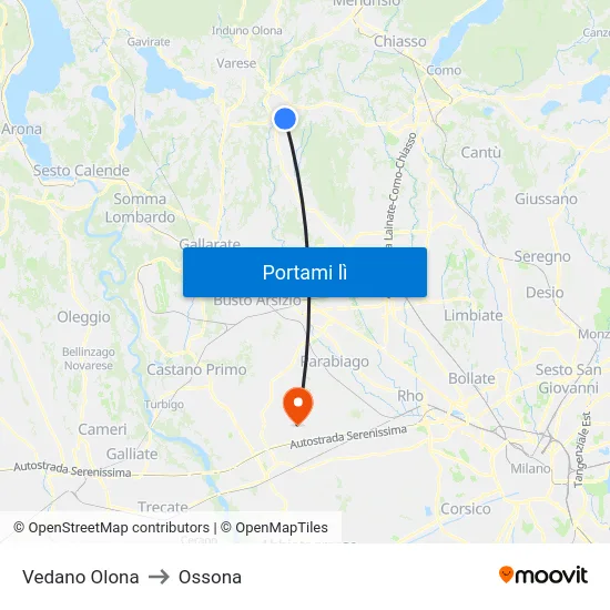 Vedano Olona to Ossona map