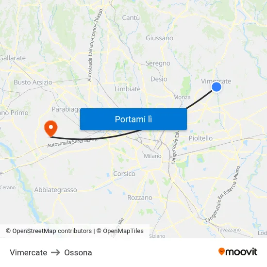 Vimercate to Ossona map