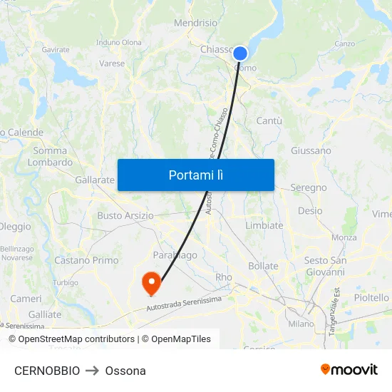 CERNOBBIO to Ossona map