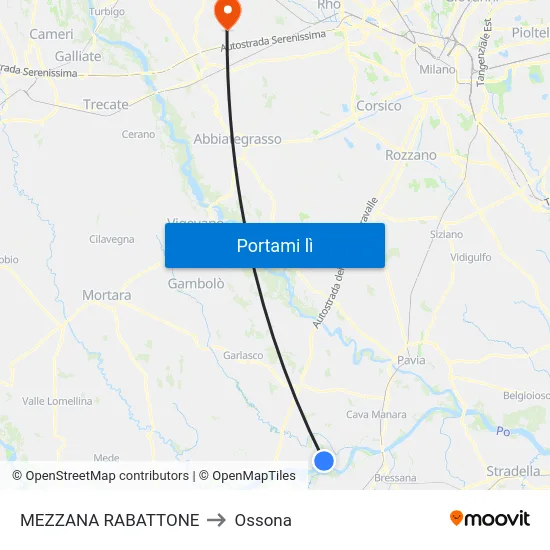 MEZZANA RABATTONE to Ossona map