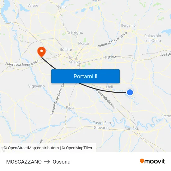 MOSCAZZANO to Ossona map