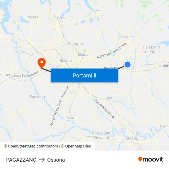 PAGAZZANO to Ossona map