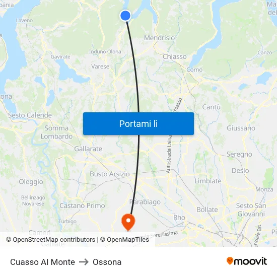 Cuasso Al Monte to Ossona map