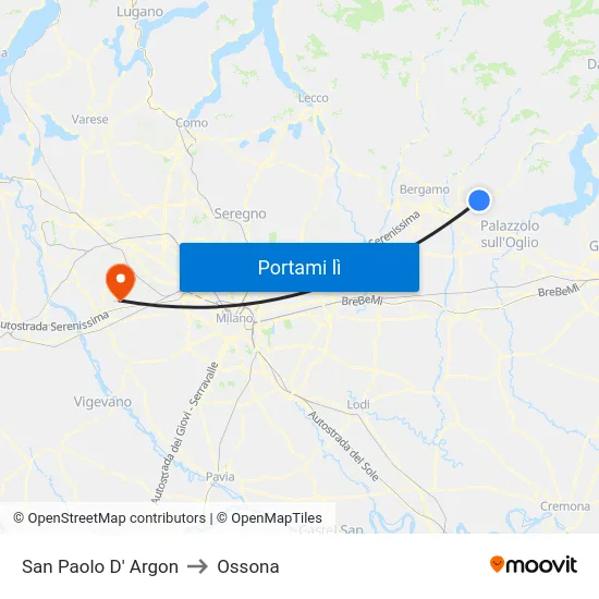 San Paolo D' Argon to Ossona map