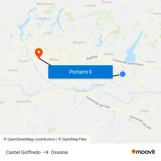 Castel Goffredo to Ossona map
