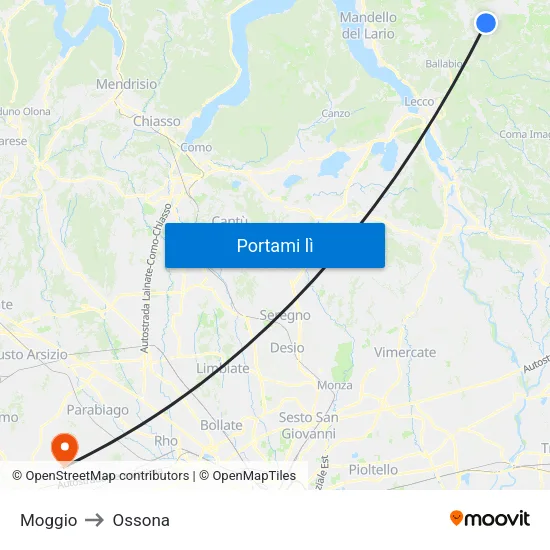 Moggio to Ossona map