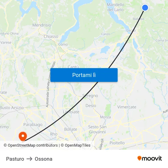 Pasturo to Ossona map