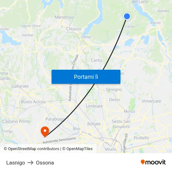 Lasnigo to Ossona map