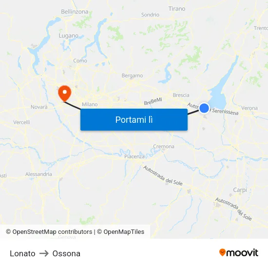 Lonato to Ossona map