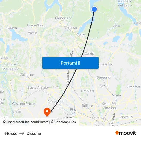 Nesso to Ossona map