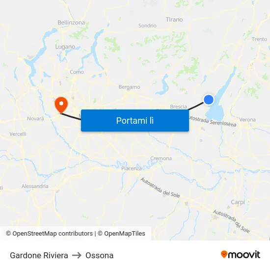 Gardone Riviera to Ossona map
