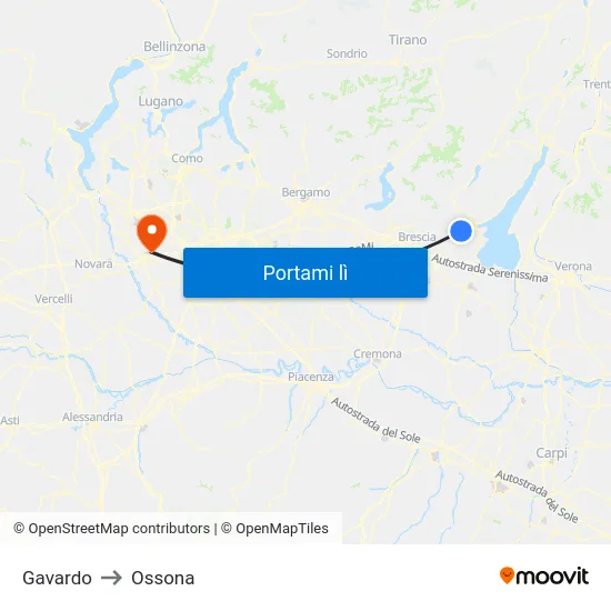 Gavardo to Ossona map