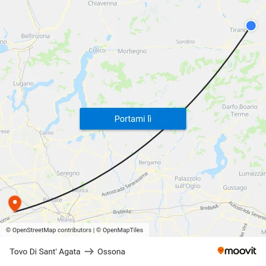 Tovo Di Sant' Agata to Ossona map