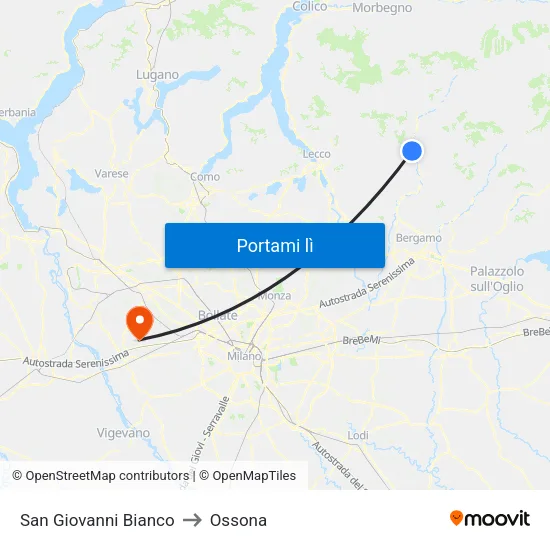 San Giovanni Bianco to Ossona map
