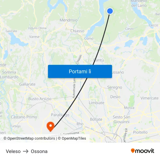 Veleso to Ossona map