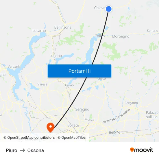 Piuro to Ossona map