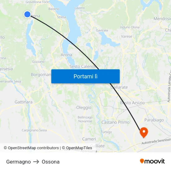 Germagno to Ossona map