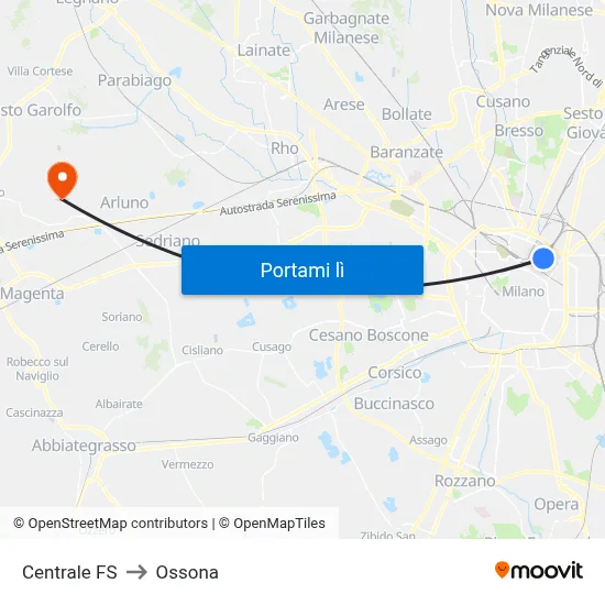 Centrale FS to Ossona map