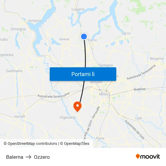 Balerna to Ozzero map