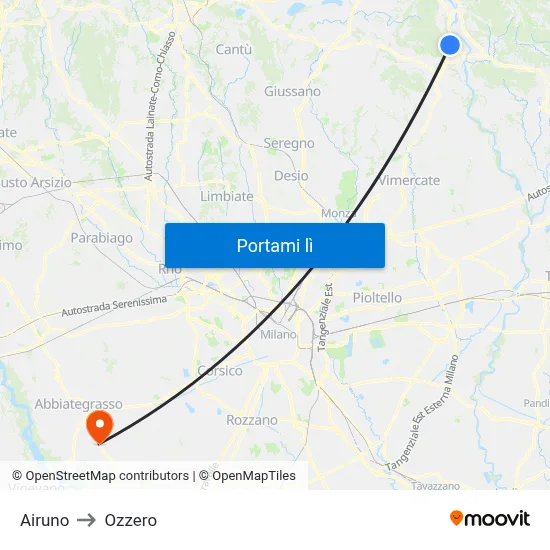 Airuno to Ozzero map