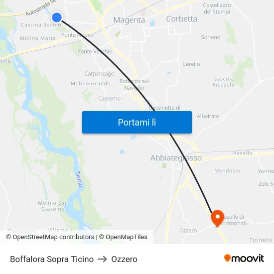 Boffalora Sopra Ticino to Ozzero map