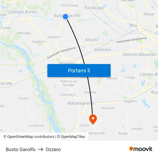 Busto Garolfo to Ozzero map