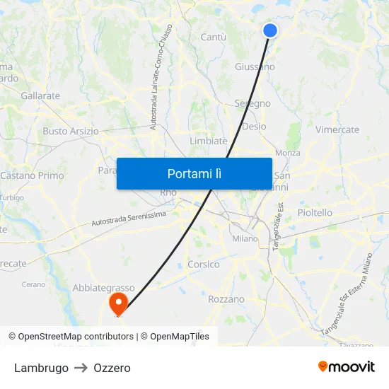 Lambrugo to Ozzero map