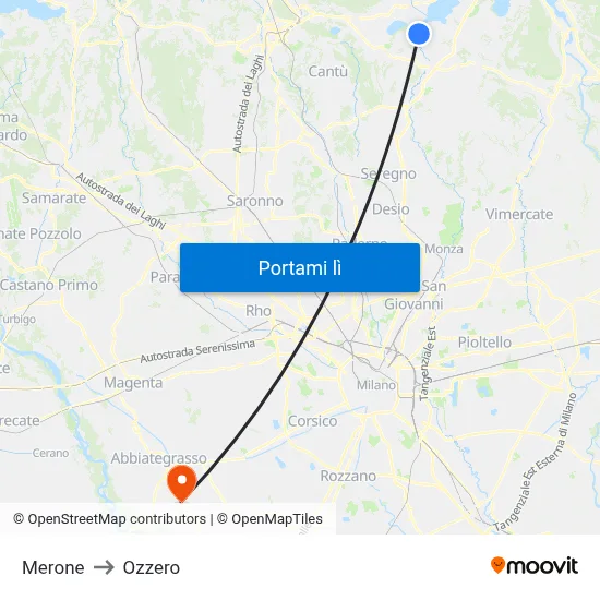 Merone to Ozzero map