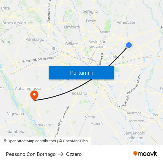 Pessano Con Bornago to Ozzero map