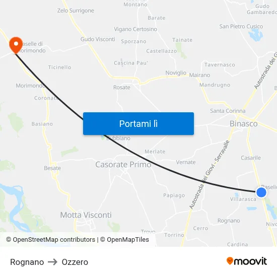 Rognano to Ozzero map