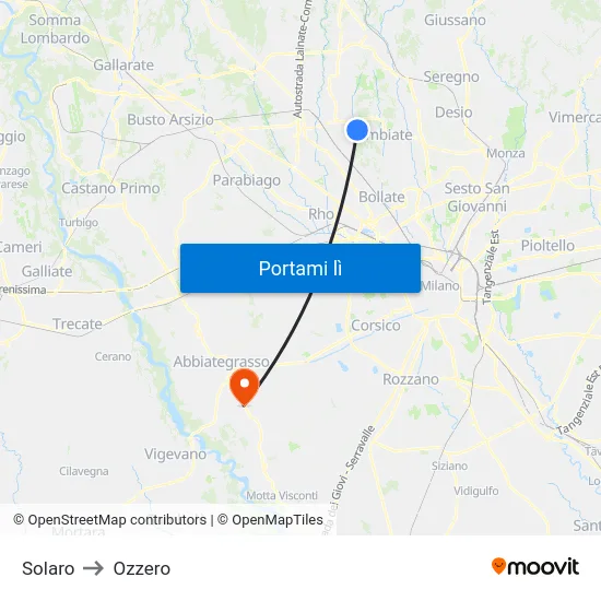 Solaro to Ozzero map