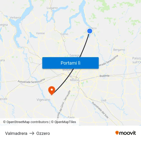 Valmadrera to Ozzero map