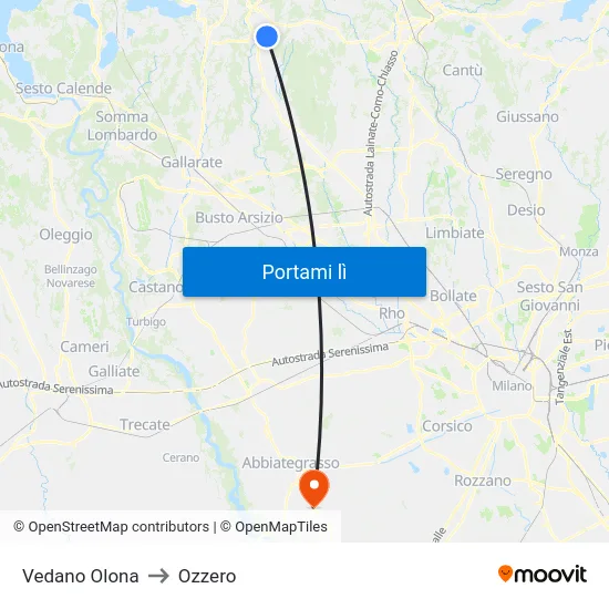 Vedano Olona to Ozzero map