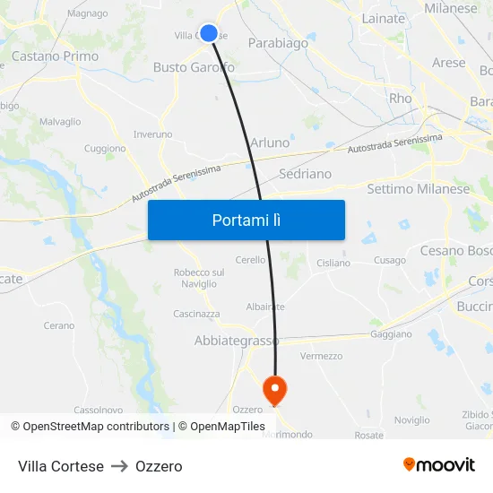Villa Cortese to Ozzero map