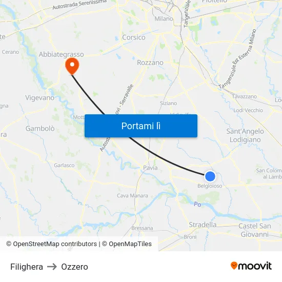 Filighera to Ozzero map