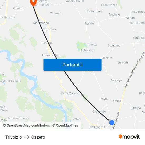 Trivolzio to Ozzero map