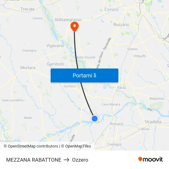 MEZZANA RABATTONE to Ozzero map