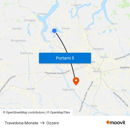 Travedona-Monate to Ozzero map