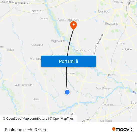 Scaldasole to Ozzero map