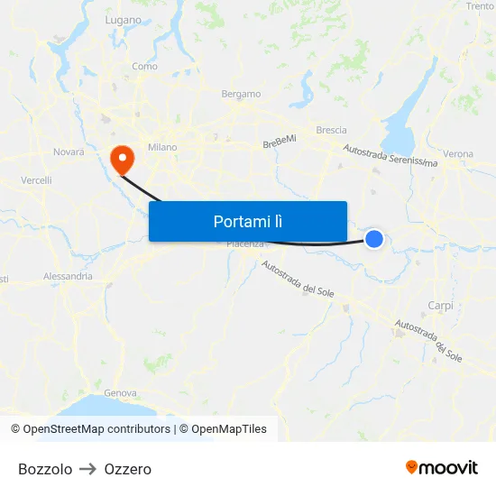 Bozzolo to Ozzero map