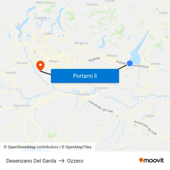Desenzano Del Garda to Ozzero map