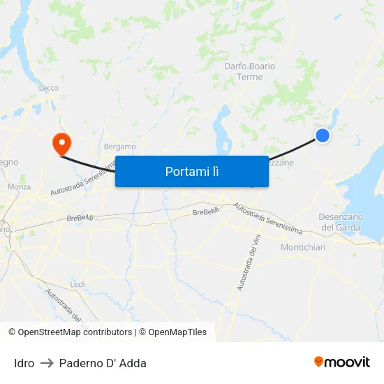 Idro to Paderno D' Adda map