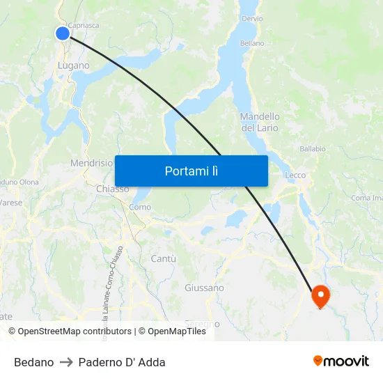 Bedano to Paderno D' Adda map