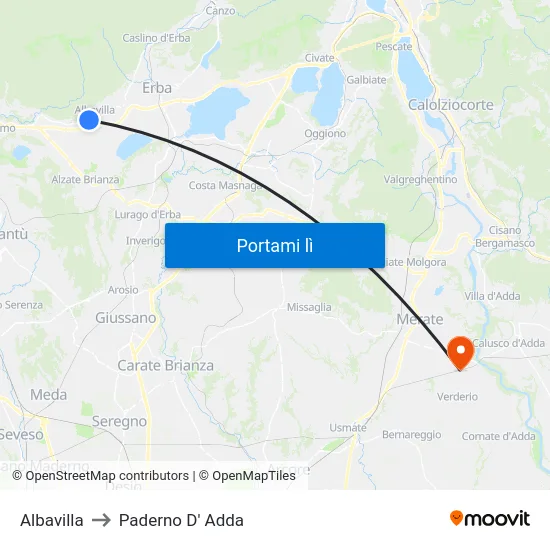 Albavilla to Paderno D' Adda map
