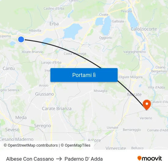 Albese Con Cassano to Paderno D' Adda map
