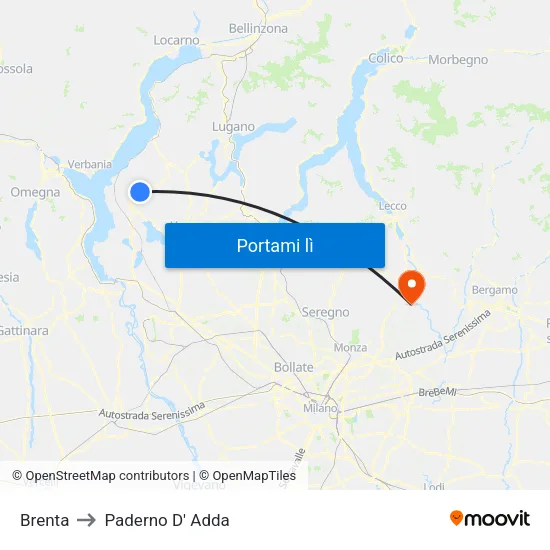 Brenta to Paderno D' Adda map