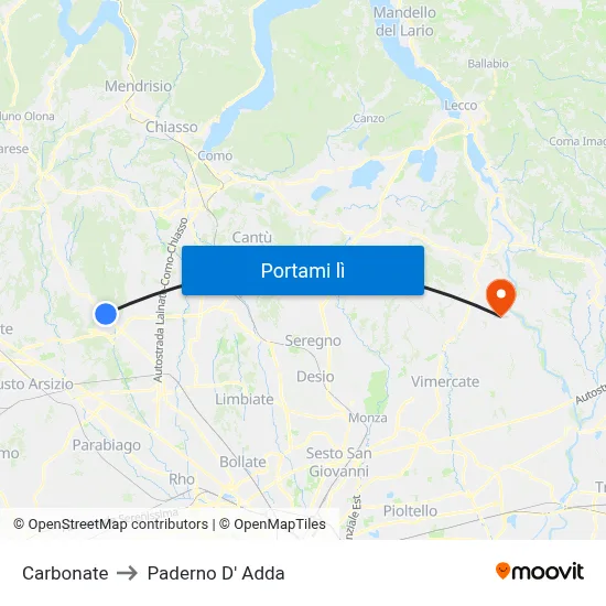 Carbonate to Paderno D' Adda map
