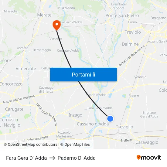 Fara Gera D' Adda to Paderno D' Adda map