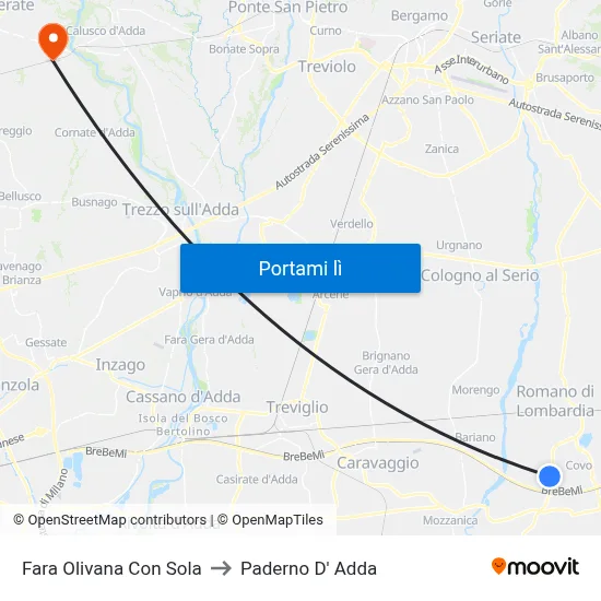 Fara Olivana Con Sola to Paderno D' Adda map